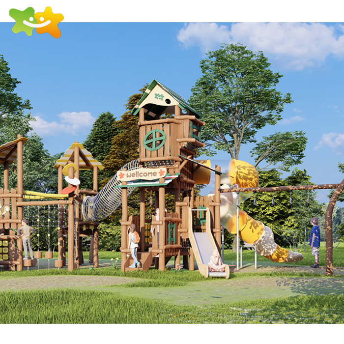 China Manufacturer Outdoor Park Kids Playground Equipment Wooden Slide