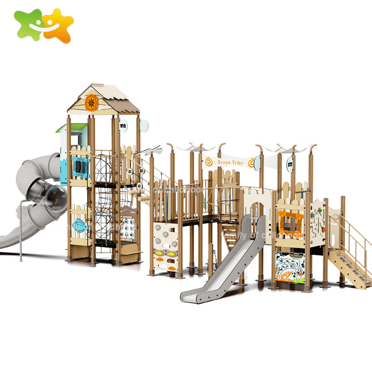 HPL Series Ocean Theme Preschool Playground Outdoor Set Kids Backyard Play Slides Outdoor Playground Equipment